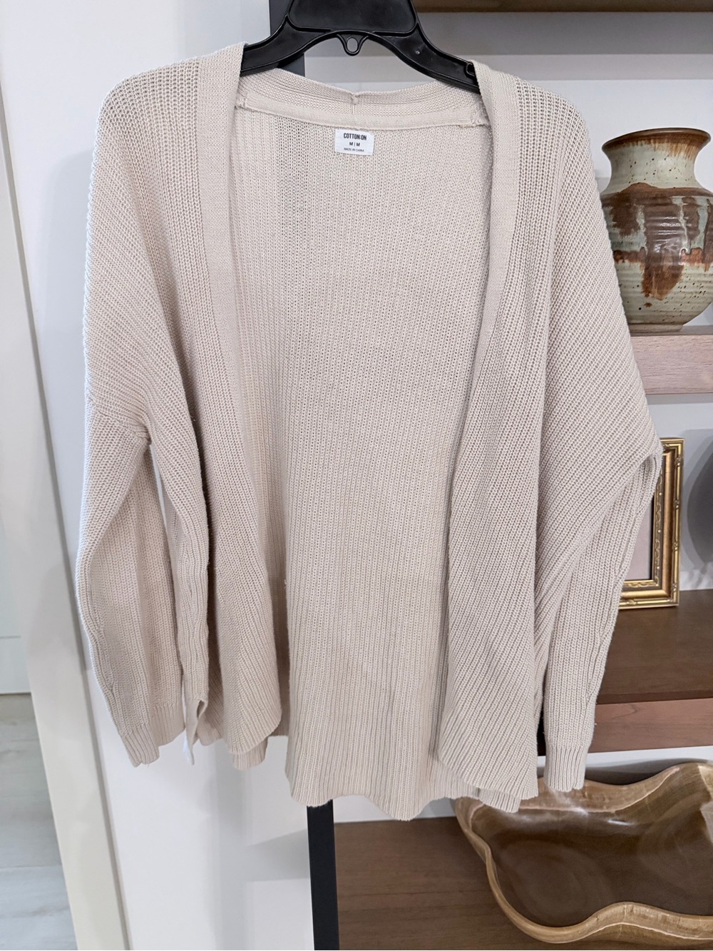 Cotton On Beige Open-Front Knit Cardigan